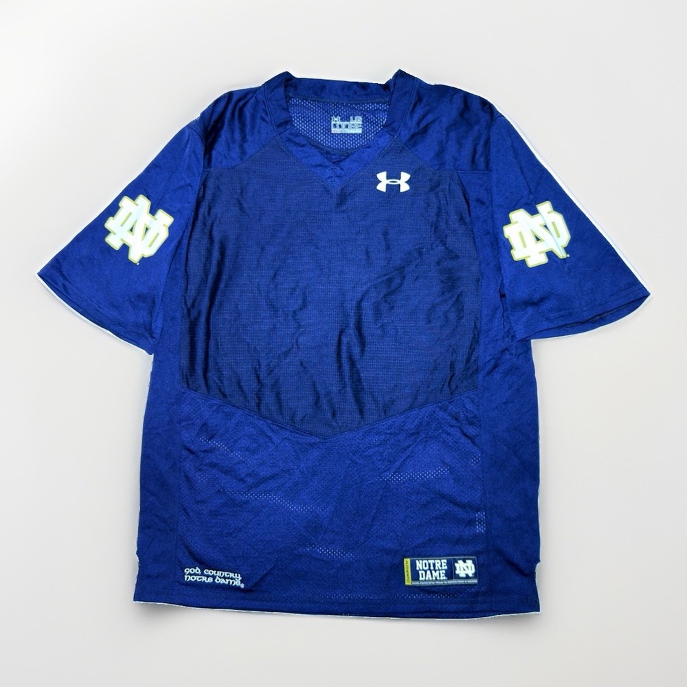 Under Armour Notre Dame Fighting Irish Football Jersey Navy HeatGear Mens L NWT